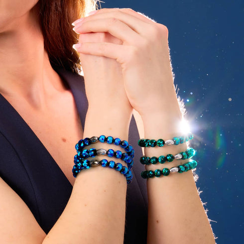 Astra verte | Argent sterling 925 | Bracelet en verre solaire
